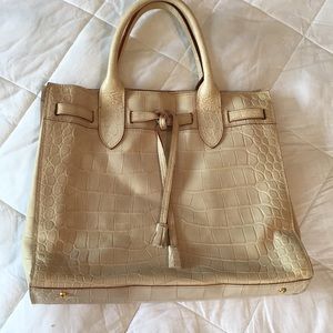 Dooney & Bourke beige tassel tote hand bag